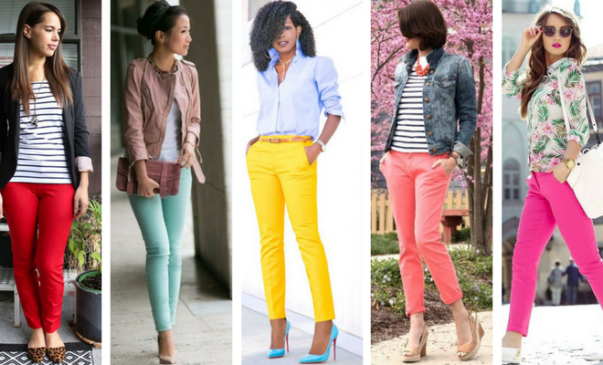 cómo combinar pantalones de colores